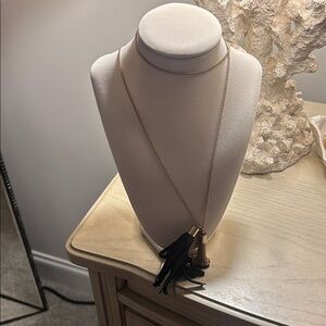 J. Crew Gold and Black Tassel Necklace